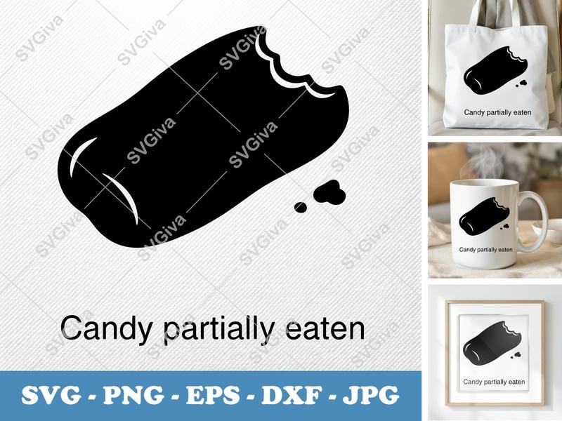 Candy Partially Eaten SVG | Puffy Pillow-Soft Shapes | PNG DXF EPS | Cricut Silhouette | Sweet Treat Cut File