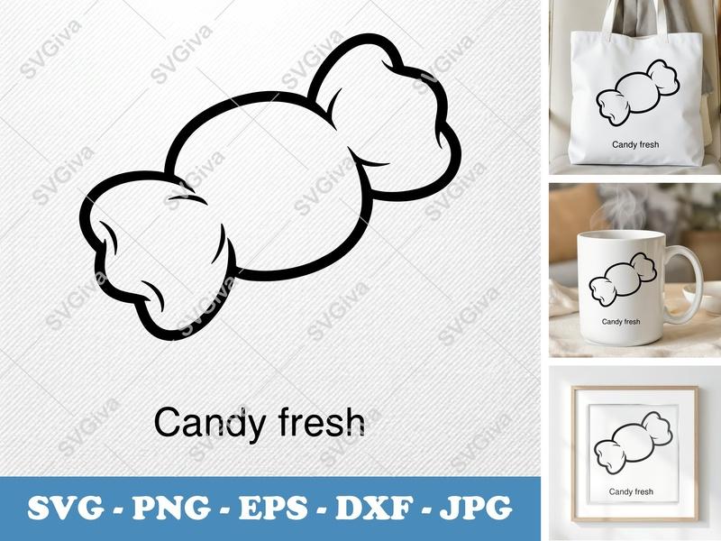Candy Puffy SVG | Inflated Candy Cut File, PNG DXF EPS | Cricut Silhouette Ready | Sweet Treat Design