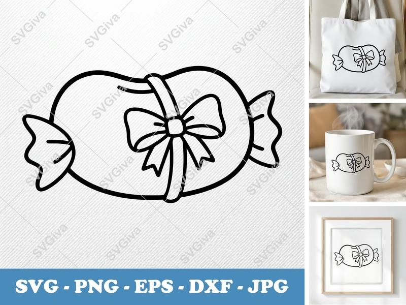 Candy SVG | Friendly Rounded Bean-Shaped Sweet | PNG DXF EPS for Cricut Silhouette