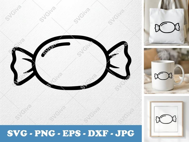 Candy SVG, Wrapped Sweet Treat PNG EPS DXF | Modern Minimalist Snack | Cricut Silhouette Cut File, Food Icon