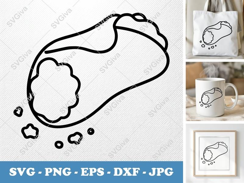 Cannoli Partially Eaten SVG | Friendly Rounded Bean-Shaped Design | PNG DXF EPS | Cricut Silhouette File