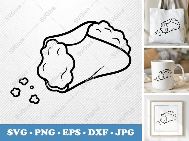 Cannoli Partially Eaten SVG | Puffy Soft Forms PNG DXF EPS | Cricut Silhouette Cut File