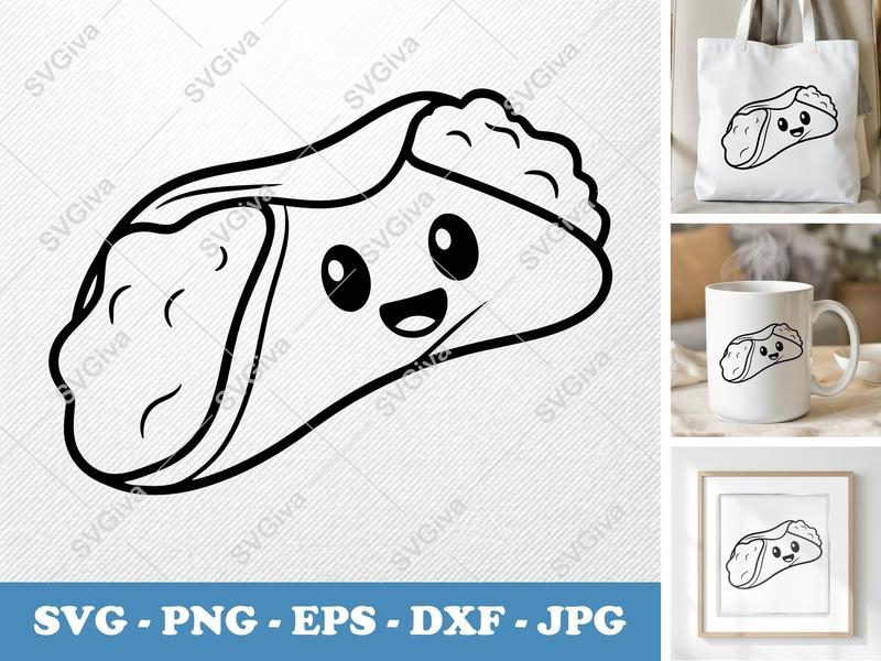 Cannoli SVG | Cute Kawaii Dessert, Food Outline | PNG EPS DXF for Cricut, Silhouette | Modern Clean Design