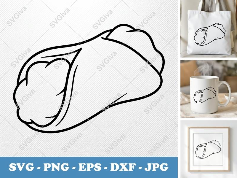 Cannoli SVG, Modern Italian Pastry Cut File, Dessert Outline, PNG EPS DXF for Cricut & Silhouette, Food Clip Art