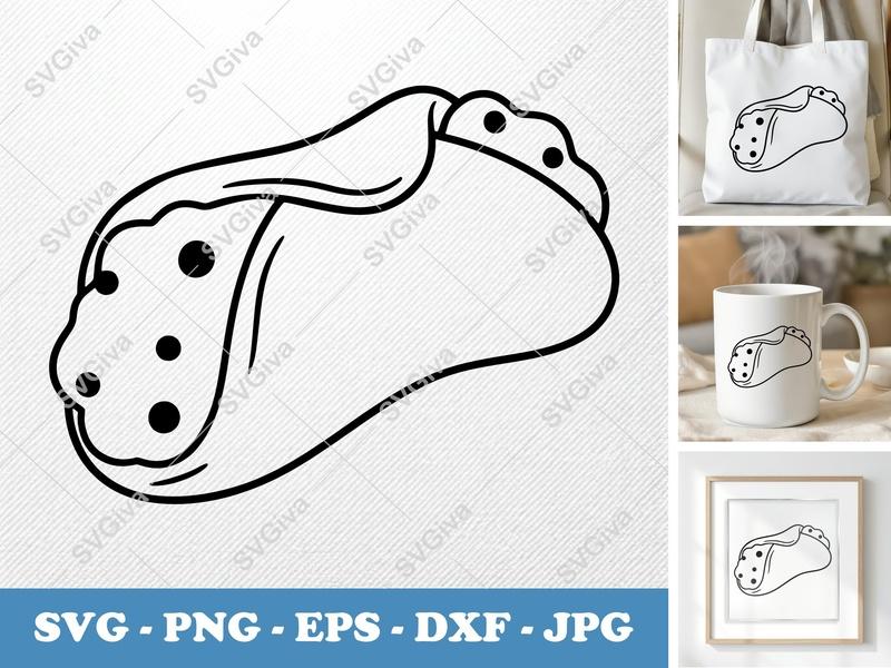 Cannoli SVG | Puffy Soft Dessert Cut File | Inflated Pillow Art for Cricut, Silhouette | PNG, DXF, EPS