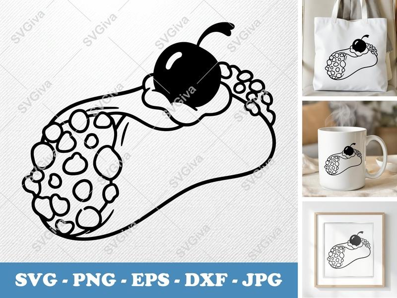 Cannoli with Garnish SVG | Puffy Soft Shapes | PNG DXF EPS | Cricut Silhouette File