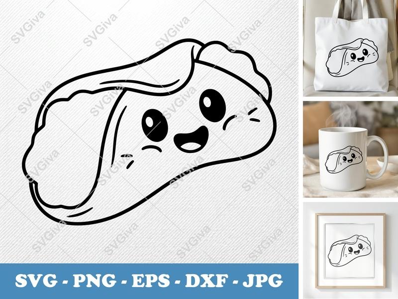 Cannoli with Smiling Face SVG | Puffy Soft Forms | PNG DXF EPS | Cricut Silhouette Cut File