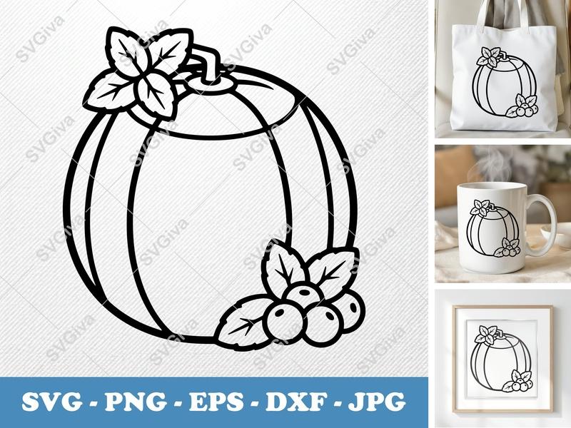 Cantaloupe SVG, Fruit Outline, Modern Clean Design, PNG EPS DXF for Cricut & Silhouette, Melon Vector File