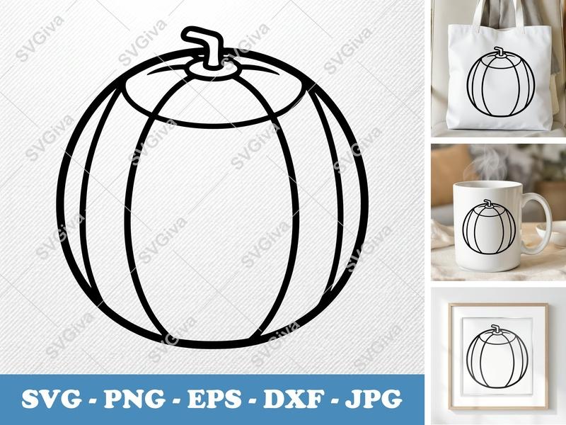 Cantaloupe SVG, Fruit Outline, Simple Melon Clip Art, PNG EPS DXF | Cricut Silhouette Cut File, Modern Farmhouse Decal
