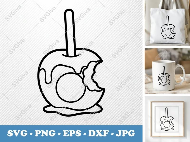 Caramel Apple Partially Eaten SVG PNG DXF EPS | Food Cut File Cricut Silhouette Halloween