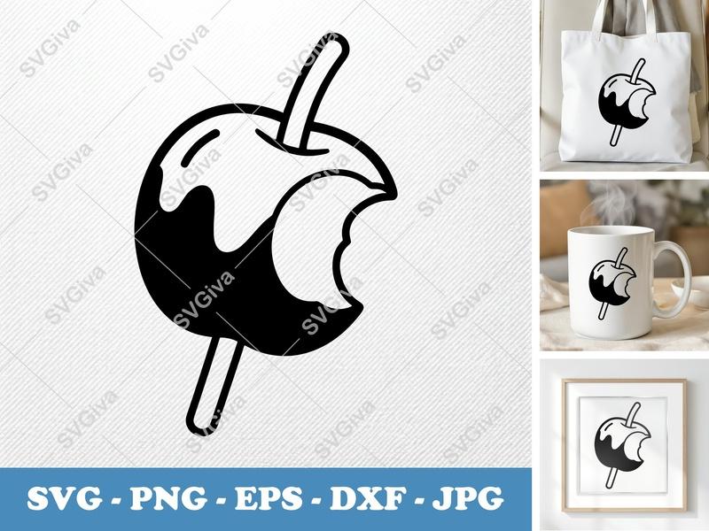 Caramel Apple Partially Eaten SVG | Puffy Soft Shapes | SVG PNG DXF EPS for Cricut Silhouette