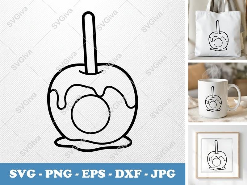 Caramel Apple SVG | PNG DXF EPS Cut File for Cricut Silhouette | Food Dessert Clip Art