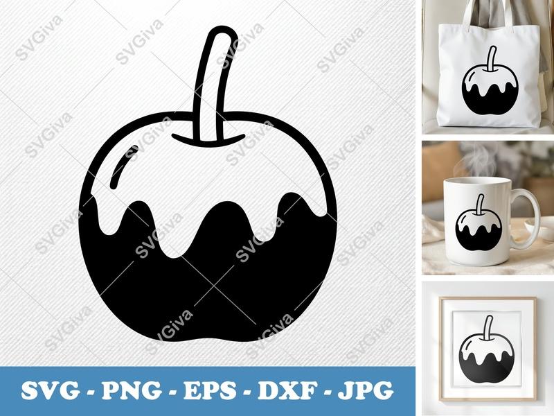 Caramel Apple SVG | Puffy Soft Shapes | Inflated Pillow-Soft Design | PNG DXF EPS | Cricut Silhouette File