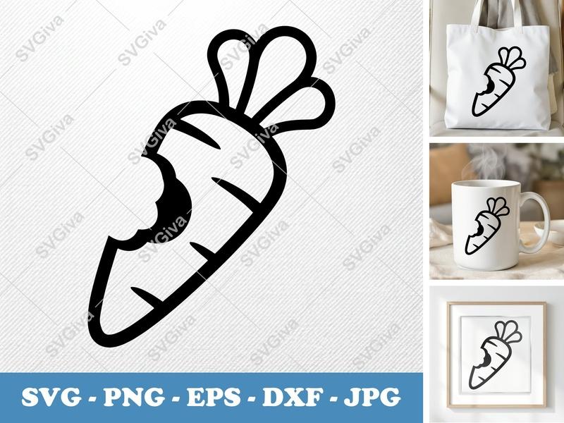 Carrot Partially Eaten SVG | Cut File PNG DXF EPS Cricut Silhouette Veggie