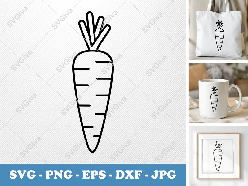 Carrot SVG PNG DXF EPS | Vegetable Cut File for Cricut Silhouette | Kitchen Decor Vector Art