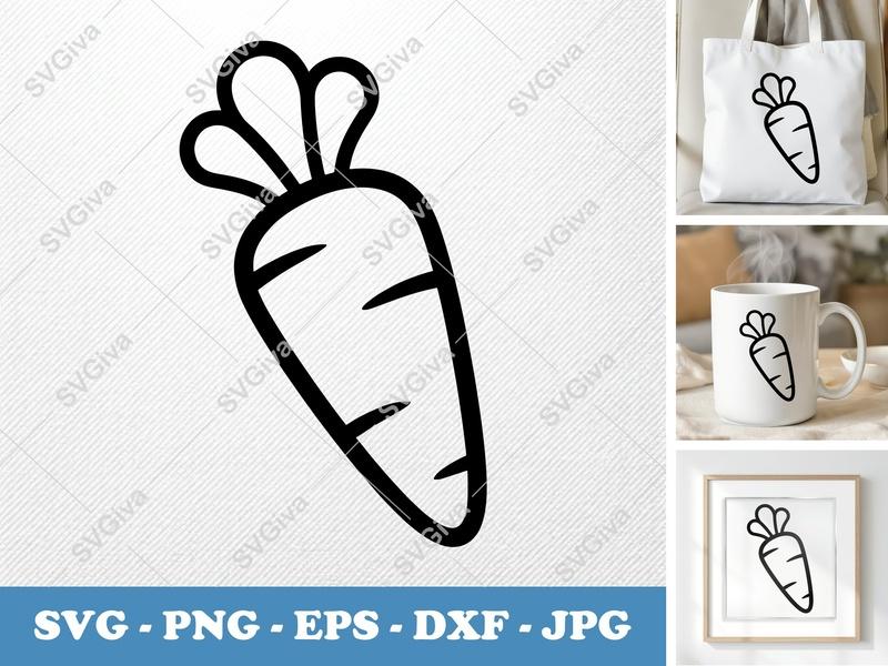 Carrot SVG | Soft Puffy Vegetable Outline PNG DXF EPS Cricut Silhouette File