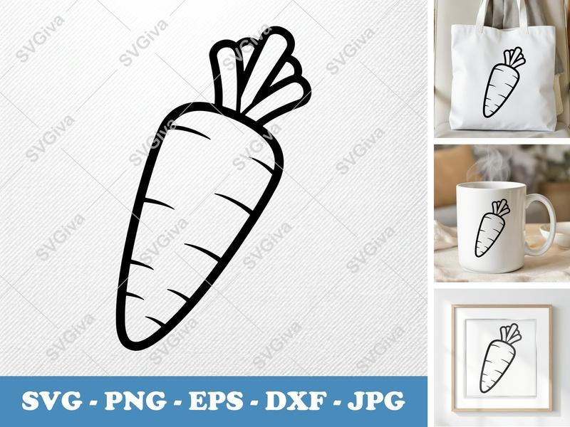 Carrot SVG | Vegetable Cut File PNG DXF EPS for Cricut Silhouette Projects