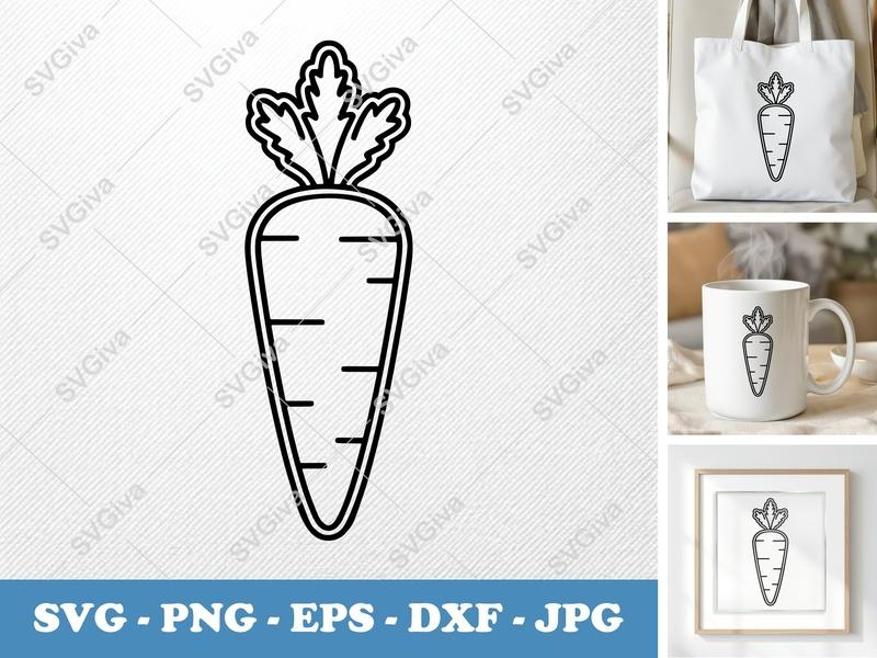 Carrot SVG | Vegetable Outline PNG DXF EPS Cut File for Cricut Silhouette