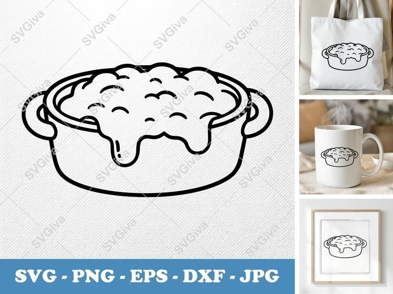 Casserole SVG | Fresh Puffy Soft Inflated Shapes | PNG DXF EPS | Cricut Silhouette | Kitchen Decor Cut File