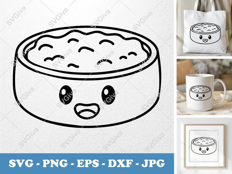 Casserole SVG | Kawaii Food Cut File | Cute Dish PNG EPS DXF for Cricut & Silhouette | Kitchen Clipart Vector