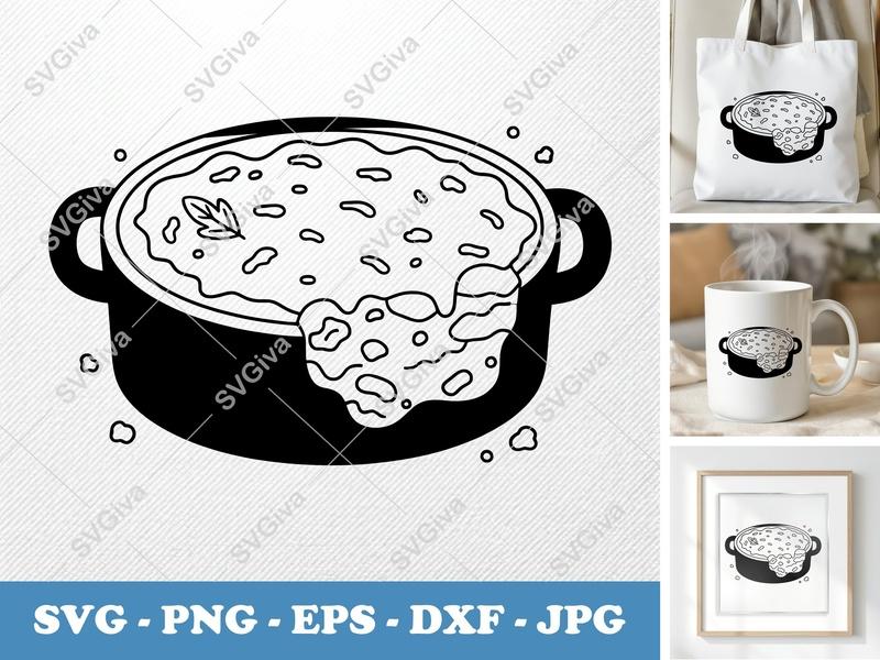 Casserole SVG | Modern Kitchen Food Pot | Cooking Dish PNG EPS DXF | Cricut Silhouette Cut File