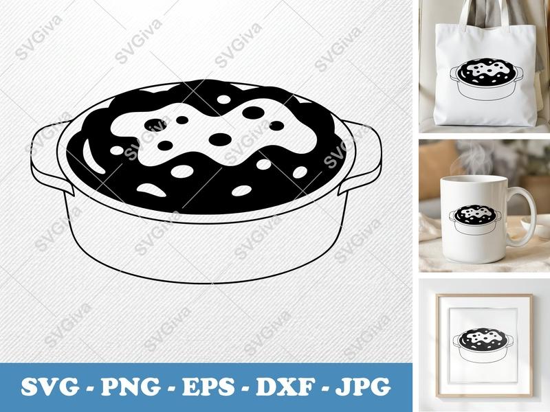Casserole SVG | Puffy, Pillow-Soft Food Design | PNG DXF EPS for Cricut Silhouette