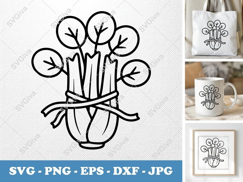 Celery with Garnish SVG PNG DXF EPS | Vegetable Food Cricut Silhouette Cut File