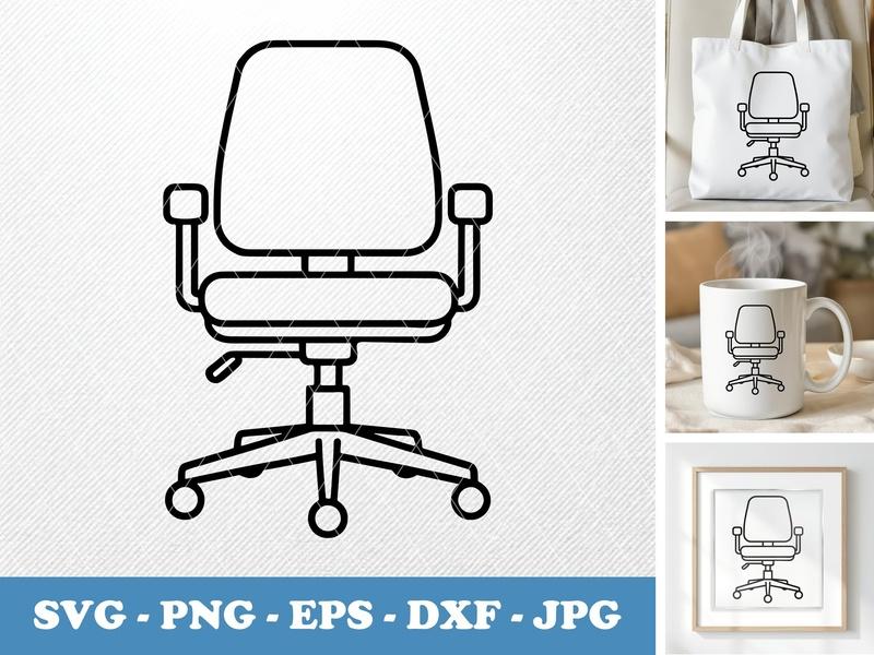 Chair classic svg icon | Desk Seat Clipart, Office Furniture Vector | SVG PNG EPS DXF for Cricut Silhouette
