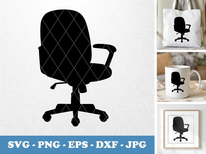 Chair classic svg icon | Minimal Desk Seat Silhouette | Office Furniture SVG, PNG, EPS, DXF for Cricut & Silhouette