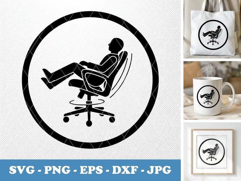 Chair in active use SVG | Relaxing Person Icon, Swiveling, Reclining | PNG DXF EPS for Cricut Silhouette