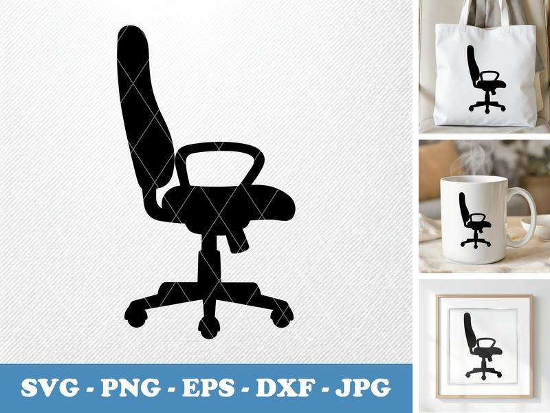 Chair in side view profile SVG, Minimal Office Furniture Design PNG EPS DXF | Cricut Silhouette Cut File