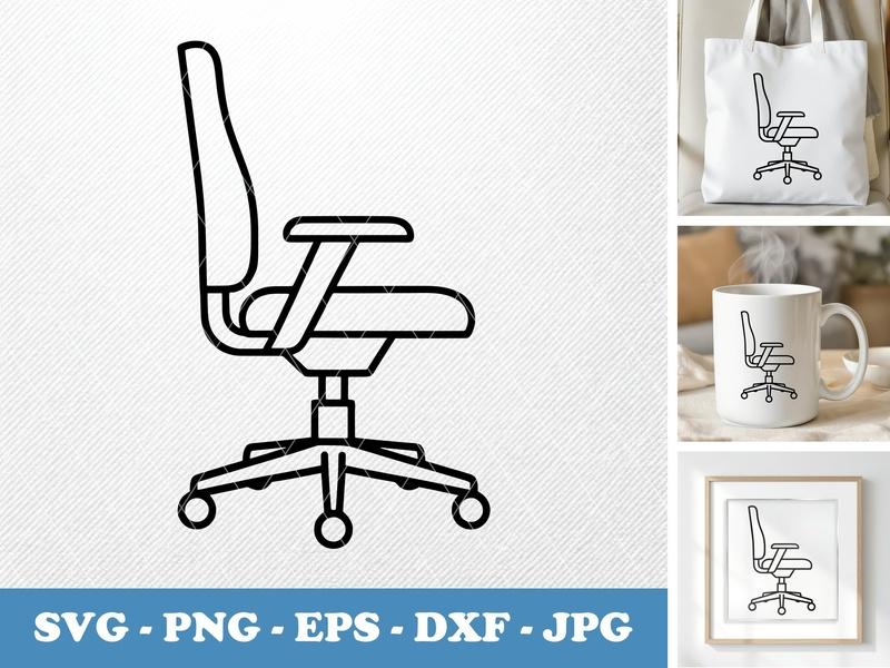 Chair in side view profile SVG, PNG, EPS, DXF | Double Outline Cut File | Cricut Silhouette Office Icon