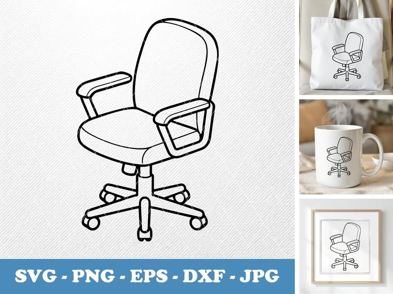 Chair isometric angle SVG | Minimal Line Art, Centered Symmetry | PNG EPS DXF for Cricut, Silhouette