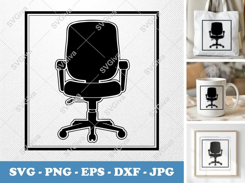 Chair SVG | Modern Clean Design, Desk Seat Cutting File | PNG, EPS, DXF for Cricut & Silhouette