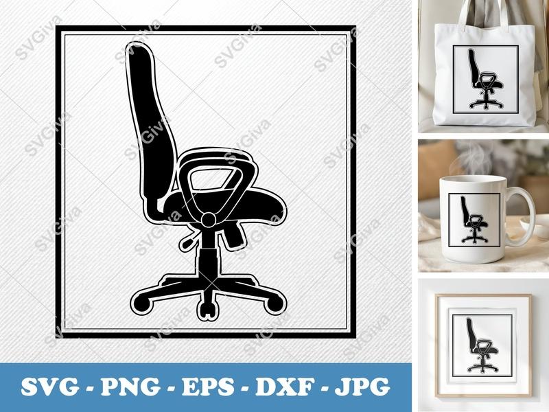 Chair SVG | Modern Clean Design, Desk Seat | PNG EPS DXF for Cricut, Silhouette | Business Office Cut File