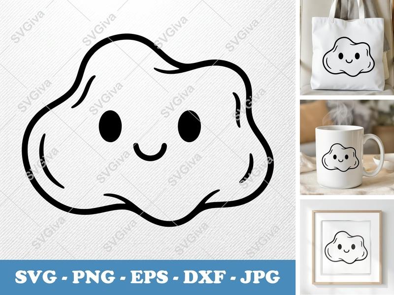 Cheese Curds SVG | Cute Kawaii Food Design, Smiling Curd Vector | PNG EPS DXF for Cricut & Silhouette