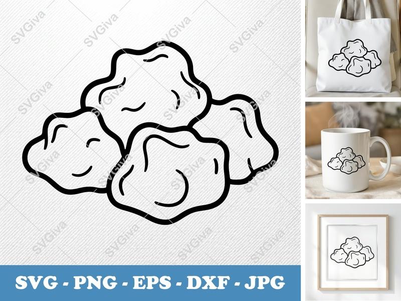Cheese Curds SVG | Food Cut File EPS PNG DXF Cricut Silhouette | Kitchen Decor Vector Clipart