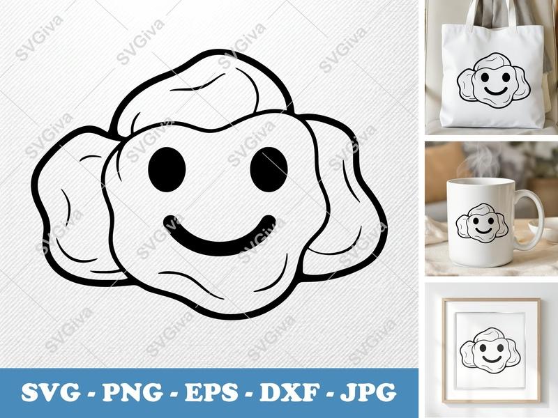 Cheese Curds SVG | Happy Face Foodie Cut File | Modern Snack PNG EPS DXF for Cricut, Silhouette