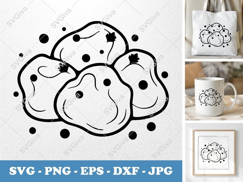 Cheese Curds SVG | Modern Food Outline Cut File | PNG EPS DXF for Cricut Silhouette | Kitchen Decor Snack Icon