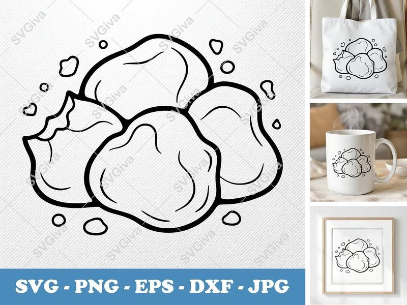 Cheese Curds SVG | Modern Outline Design | Food Snack Cut File | PNG EPS DXF for Cricut & Silhouette