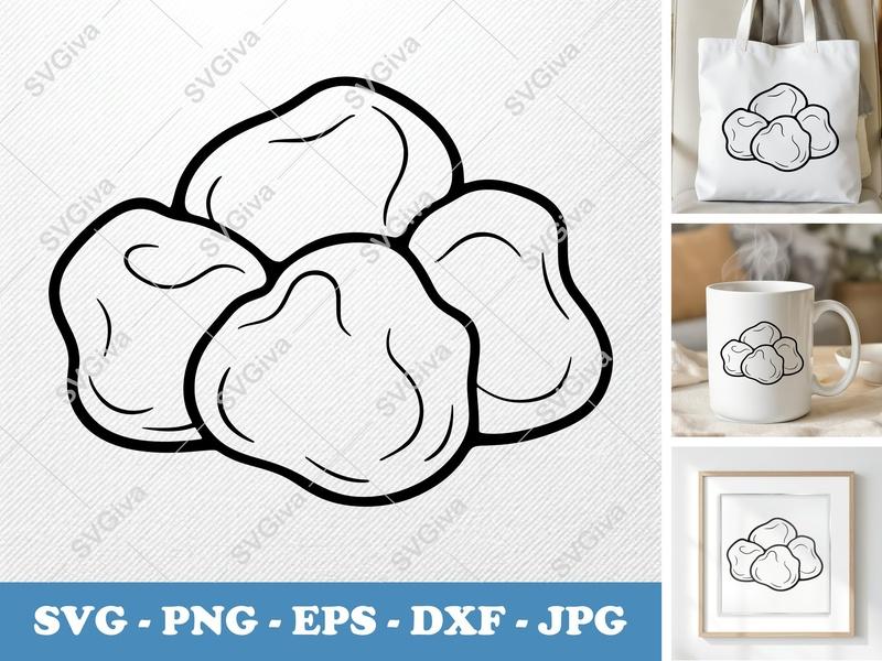 Cheese Curds SVG | Outline Food Clip Art, Modern Snack Design | PNG EPS DXF for Cricut, Silhouette