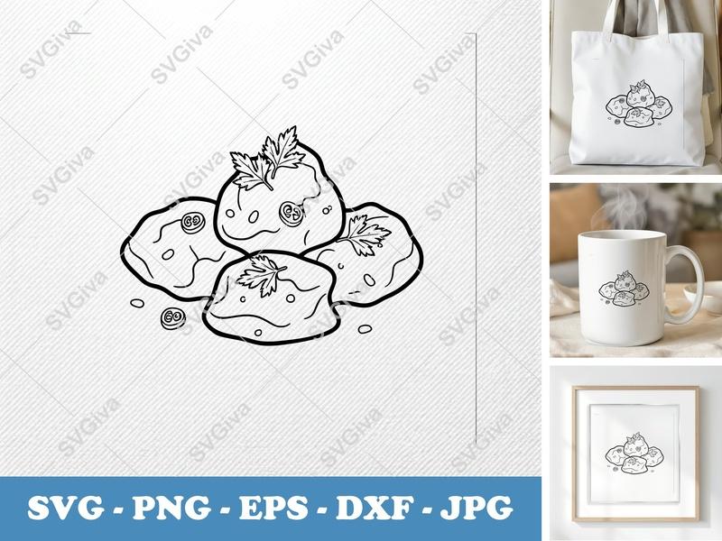 Cheese Curds with Garnish SVG | Minimalist Vector Cut File | PNG, DXF, EPS for Cricut & Silhouette