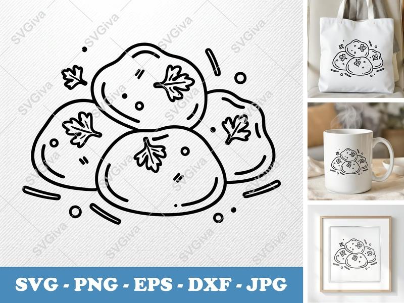 Cheese Curds with Garnish SVG | Puffy, Pillow-Soft Food Art | PNG DXF EPS for Cricut Silhouette Projects