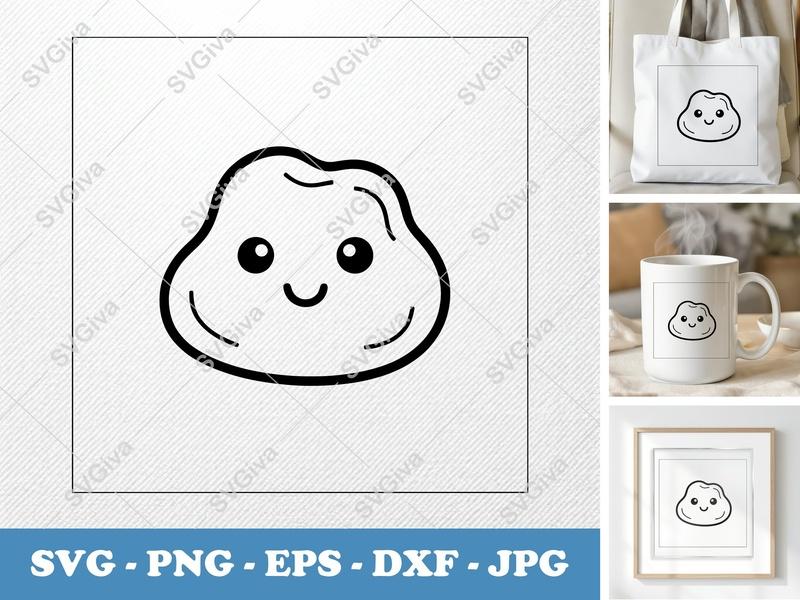 Cheese Curds with Smiling Face SVG PNG DXF EPS | Kawaii Food Cut File Cricut Silhouette