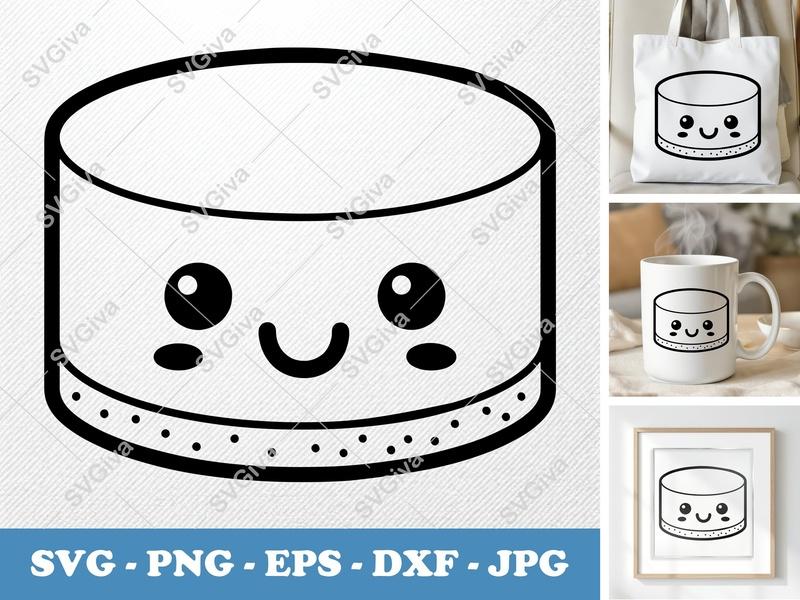 Cheesecake Kawaii SVG | Cute Round Dessert, Modern Funny Food PNG EPS DXF | Cricut Silhouette Cut File