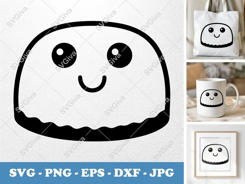 Cheesecake with Smiling Face SVG | Friendly Bean-Shaped Design | PNG DXF EPS | Cricut Silhouette File