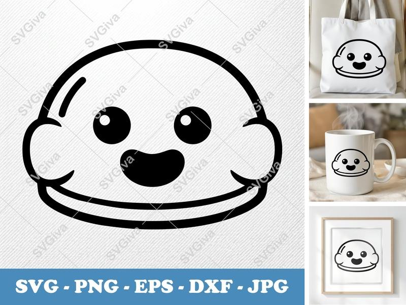 Cheesecake with Smiling Face SVG | Puffy Soft Kawaii Dessert | PNG DXF EPS | Cricut Silhouette File