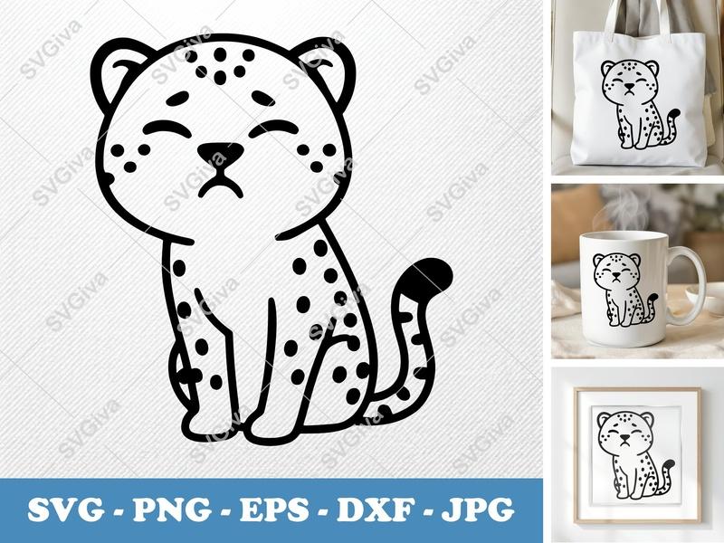 Cheetah Crying SVG | Puffy Soft Forms | PNG DXF EPS | Cricut Silhouette Cut File