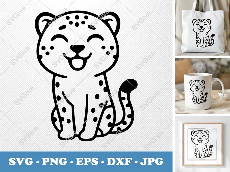 Cheetah SVG | Puffy Shapes, No Sharp Corners | PNG DXF EPS | Cricut Silhouette Cut File