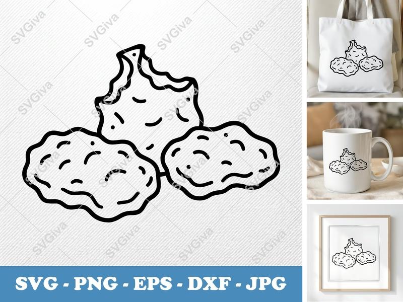 Chicken Nuggets Partially Eaten SVG | Puffy Soft Shapes Cut File | PNG DXF EPS | Cricut Silhouette | Food Kitchen Art